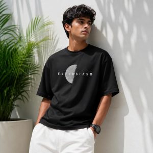 Enthusiasm Moon Oversized T-Shirt – Black